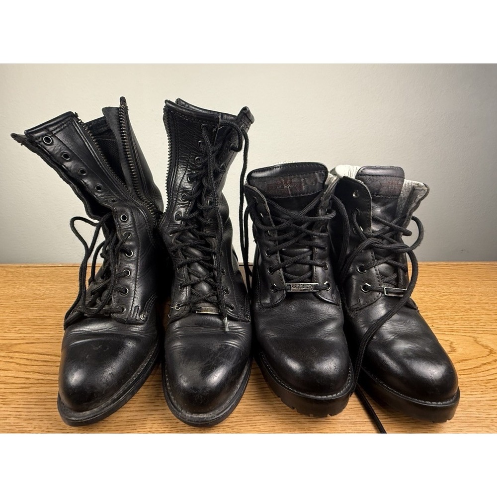 Harley Davidson Womens Motorcycle Boots Black Leather Size 6 Lot of 2 Pairs 8841